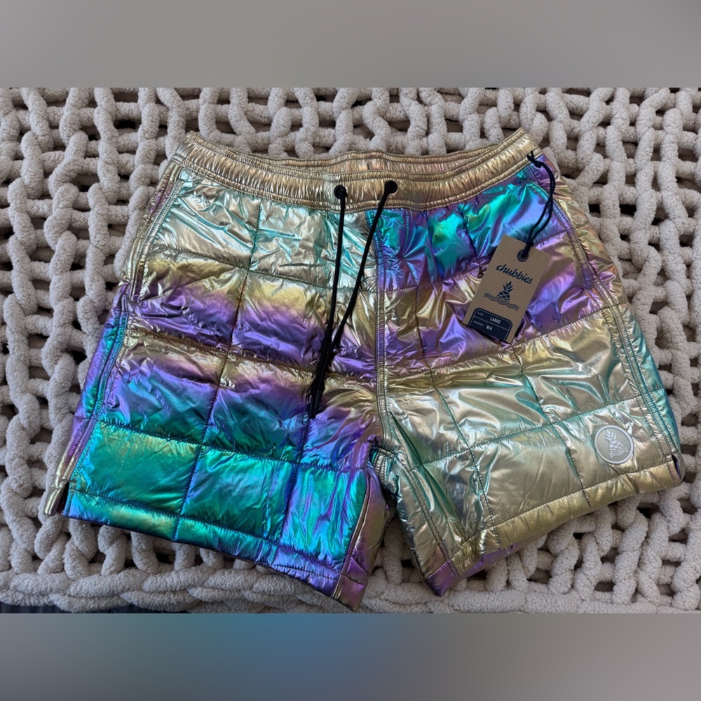 ❤️‍🔥NWT! Chubbies🍍Metallic Nano-loft Shorts - Gold, Purple, incredibly fun!